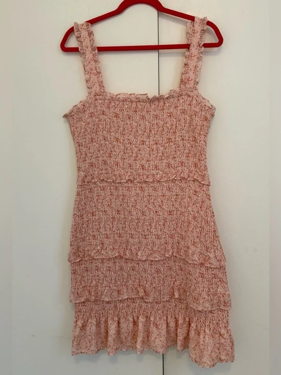 Parker Laurel Ruffle Tiered Smocked Mini Dress size L - Picture 3 of 7